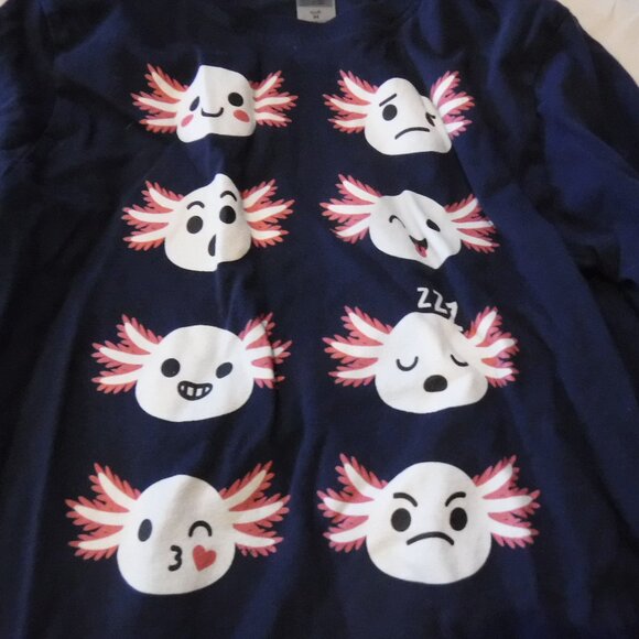 Instant Message Axolotl Emotion Blue Long Sleeve Girls Shirt Size Medium - Picture 2 of 7
